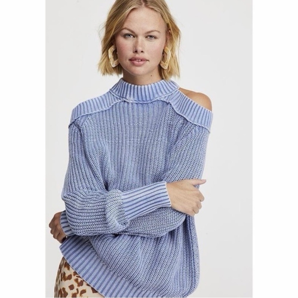 Free People Half Moon Bay cold-shoulder sweater size medium.